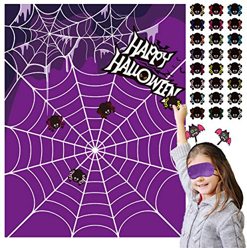 RMMD Halloween Games for Kids, Halloween Party Game Pin The Spider on Web