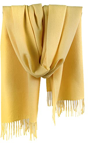 DNLKWGO Einfarbiger Quasten-Schal, warmer Kaschmir-Schal, Unisex, für Damen und Herren, Winterschal, gelb, Einheitsgröße