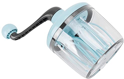 Frullino Manuale per Montare Crema e Uova, 4 Fruste in Acciaio Inossidabile, Design Ergonomic con Manovella, Facile da Pulire, Verde Casalingo
