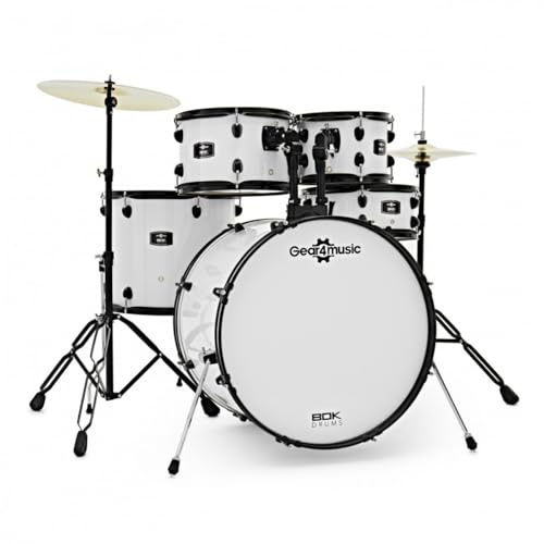BDK22 Full Acoustic Drum Kit Rock Size with Cymbals & Hardware White