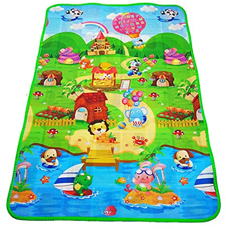 Eversible Baby-Krabbelmatte, Faltbare, Waschbare Farm-Baby-Spielmatte für Bodenkinder Baby-Krabbelmatten