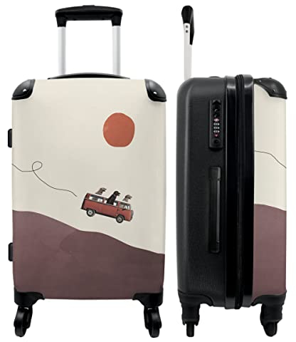 NoBoringSuitcases.com® Koffer groß Trolley Rollkoffer Reisekoffer mit 4 Rollen Fotokoffer - Abstrakt - Design - Hunde - Auto - 67x43x25cm - 90 Liter