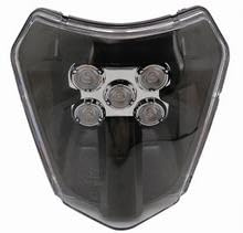 MXT LED Scheinwerfer schwarz mit ABE kompatibel mit KTM SX-F 250 2014-2019 | Maße 19 cm x 18 cm x 9 cm, E-Zulassung, Straßenzulassung, Hauptscheinwerfer kompatibel mit Motocross, Supermoto, SXF450