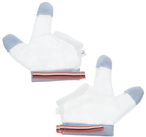 TOYANDONA Baby Teething Gloves Half-Finger Breathable Nylon Gloves for Kids Anti Thumb Sucking Prevention Adjustable Size Infant Finger Protection
