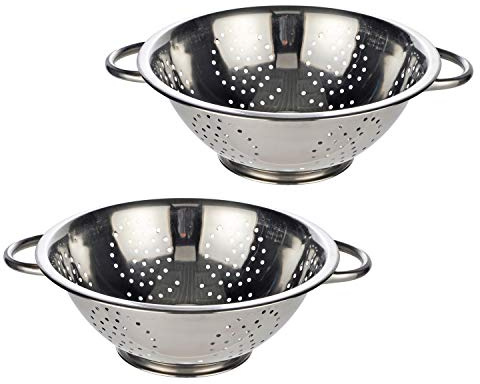 Küchensieb Abtropfsieb Edelstahl Salat Nudel Seiher Sieb 24cm massiv für Salat Nudeln und mehr (2 Stück 24cm)