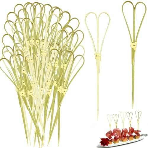 100 Stück Bambus Cocktailspieße, Bambusspieße für Vorspeisen, Cocktail Zahnstocher, Bambus Zahnstocher, handgefertigte lapen Bambus-Zahnstocher, Cocktailspieße, Sandwich Speisestäbchen (11,9 cm)