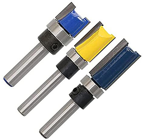 Frefgikty 3Pcs 1/4 Shank Flush Trim Router Bit Modello Modello Router Bit Set Lavorazione Del Legno Cuscinetto Superiore Strumenti di Fresatura