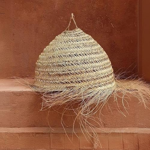 Generico Lustre en Suspension en Paille Artisanale Marocaine: Style Ethnique, Éclairage Naturel et Chaleureux 2403211019 Osier Rotin Jonc Bambou