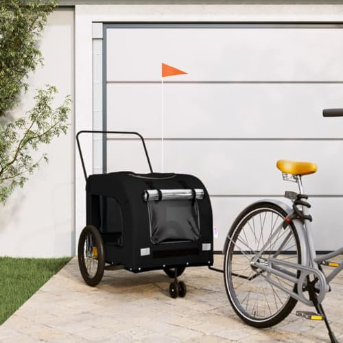ZEYUAN Fahrradanhänger Hunde Schwarz Oxford-Gewebe und Eisen, Fahrrad Anhänger, Lastenanhänger, Handwagen, Fahrrad-lastenanhänger, Lastenfahrrad - 93863