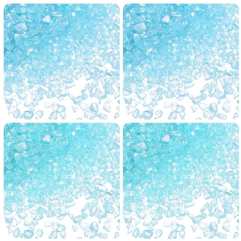 QUARKZMAN 40g zerkleinertes Glas 1-3mm glänzend galvanisch beschichtetes unregelmäßiges zerkleinertes Glas für Bastelarbeiten, DIY Harzkunstdekoration, Vasenfüller, Blau, Himmelblau.