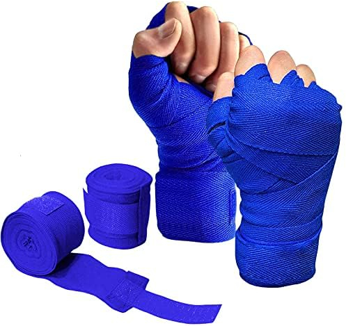 Boxbandage, Boxhandbandagen, Boxhandbandagen, Innenhandschuhe for Boxbandagen mit extra breitem Verschluss, Faust- und Handgelenkschutz for Männer und Frauen(Color:Blue)