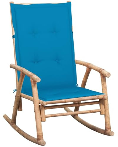 LAPOOH Schaukelstuhl mit Auflagen, Sessel Wohnzimmer, Schaukelsessel, Stillsessel, Schwingsessel, Tv Sessel, Ohrensessel, Rocking Chair, Relaxsessel, Bambus