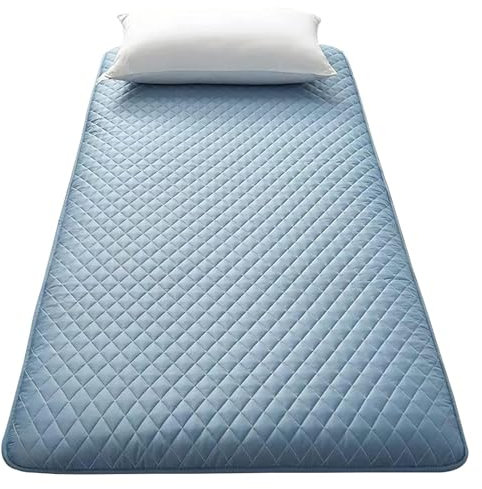 Bodenmatratze Futon Verdickte Tatami Matte Gemusterte japanische Futonmatratze, extra dicke Bodenmatratze, aufrollbares Klappbett aus Memory-Schaum for Gästehaus und Camping, Grün, 150 x 200 cm(Blu,90
