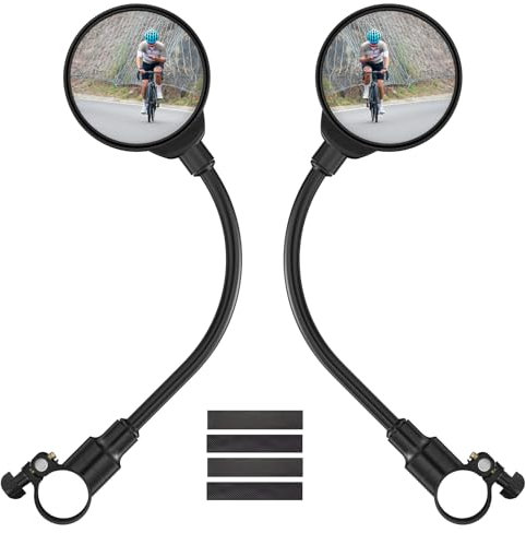 Gvolatee 2 Stück Fahrradspiegel für Lenker, 360° Einstellbar Fahrrad Spiegel, Fahrrad Rückspiegel für Lenker 22-32mm, HD Runder Fahrrad-Rückspiegel, Sicherer Convex Bicycle Rearview Mirror (Schwarz)