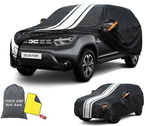 Cowtcver Housse de Voiture Imperméable pour Renault Duster Ⅰ/Ⅱ/Ⅲ 2010-2026 | Bâche Voiture Extérieure Respirante Contre Pluie Soleil Poussière, Housse de Protection Voiture avec Zip et Doublure en Coton