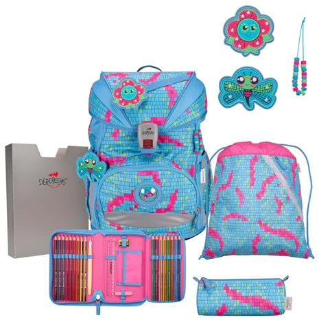 DerDieDas Schulranzen Set 5-TLG. ErgoFlex Superlight Happy Pixel