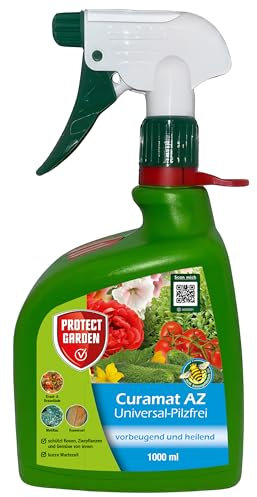 PROTECT GARDEN Curamat AZ Universal Pilzfrei gegen Pilzkrankheiten mit vorbeugender und heilender Wikung an Rosen, Zierpflanzen und Gemüse, 1 Liter Sprühflasche