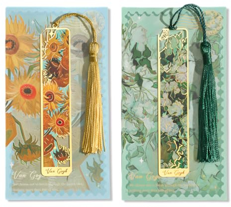 IKOPFLN 2 pezzi Segnalibro creativo retrò dipinto ad olio,Segnalibro Personalizzato,Girasoli e rose bianche,Ottimo regalo per gli amanti della lettura