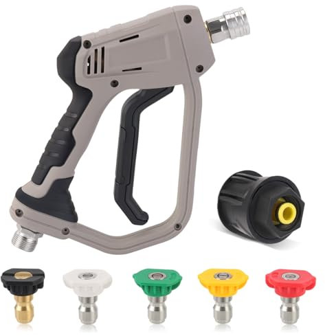Yuirshion High Pressure Washer Gun with 5 Water Nozzle Tip, 4350 PSI Cleaner Gun, Car Wash Water Gun for Car Cleaning (M22 14MM Hose Connector for karcher K1-K7 Quick Connector)