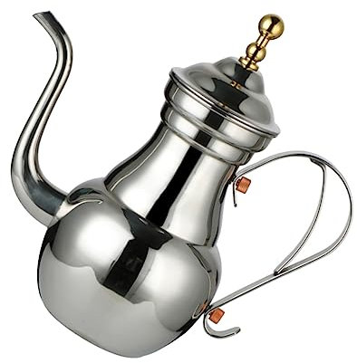 Alipis Caffettiera araba shaker caffe filtri caffe pentola decorativa tea pot teiere stufa Cialda di caffè urna bollitore a bocca lunga vaso filtrante in acciaio inossidabile Silver