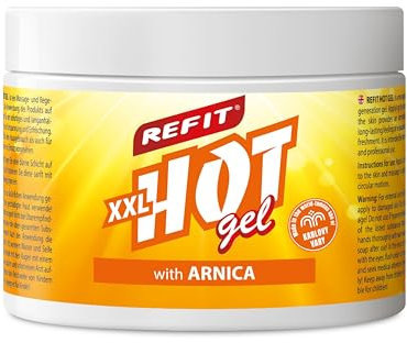 REFIT® Hot Gel Arnika 500 ml – Extra Stark Wärmegel - Intensive Wärmeformel mit Arnika, Kampfer & Rosmarin – Salbe Wirkt Gegen Muskelkater & Gelenke (Für Rücken, Nacken, Füße, Knie)