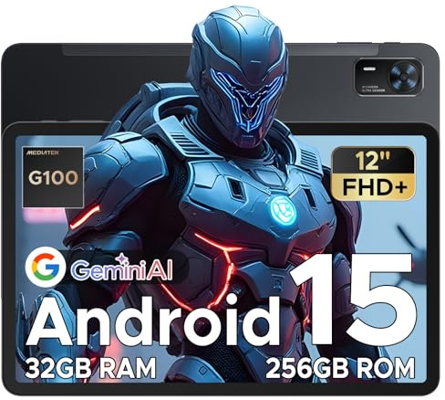 Tab E3+ AI Tablet 12 Zoll, 32GB RAM + 256GB ROM/2TB, 2.4K Tablet Android 8800mAh, Helio G100 Octa Core Gaming Tablet with SIM Card Slot, Gemini AI, Tablets Dual 4G LTE + 5G WiFi, Quad Speaker