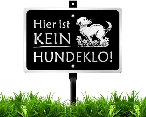 Goodvia Kein Hundeklo Schild Steckschild Metall 20x30cm, Gebürstete Aluminiumoberfläche, Hier ist kein Hundeklo Schild mit Halterung Wetterfest & Leicht zu Montieren Schwarz x1Stück