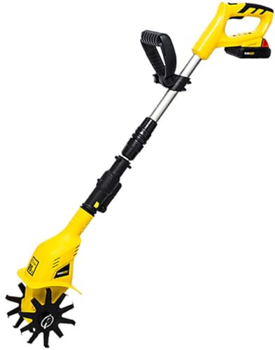 Gvqng Cultivador EléCtrico, Azada InaláMbrica, Azada con Mango, Motoazada con BateríA De 4000 Mah Y 20 V, Motoazada con Cargador, Motoazada Cultivador,Amarillo
