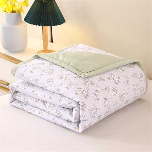 Odot Coverless Duvet 2.5 Tog Single Double King Size, Reversible Summer Quilted Duvet Cosy and Lightweight Quilt Breathable Bedspreads Quilted Throw for Beds (Bellflower,200 * 230cm)