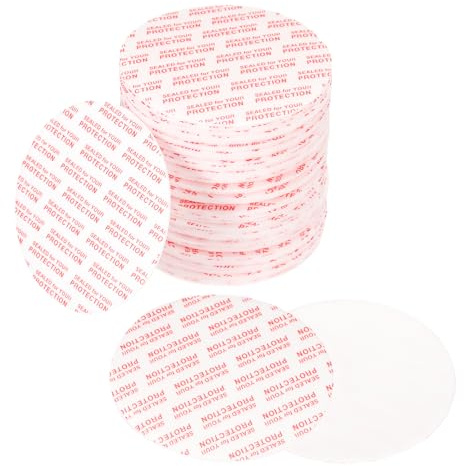 PATIKIL 50 mm Schaumstoff-Deckeleinlage, 75 Stück, selbstklebend, rund, PS, druckempfindliche Dichtungen, widerstandsfähiger Tamper für Kunststoff, Glas, Flaschenverschluss, Konserven, Fläschchen