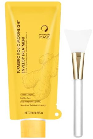 Turmeric Collagen Overnight Peel-Off Mask - Kojic Acid & Vitamin C Face Mask for Glowing Skin, Blackhead Remover, Pore Minimizer, Vegan Night Treatment