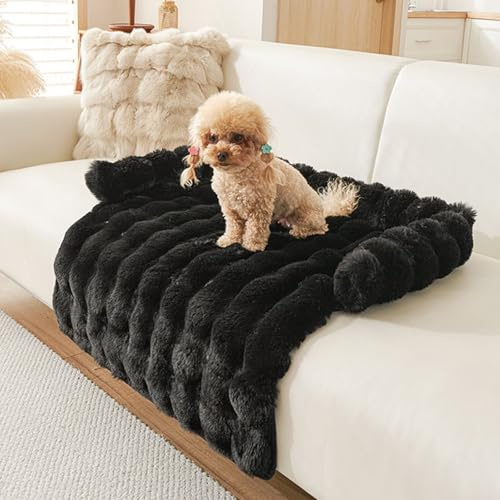 kuchenuten Hundebett Flauschig, Katzenbett, Hundedecke Sofa mit Rand, Waschbar Haustierbett, Hundebetten rutschfest, Katzensofa Katzennest für Katze Kleine Hunde, 75x75cm, Schwarz