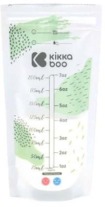 Kikkaboo Muttermilchbeutel 50 Stück, Temperatursensor, Füllmenge 200 ml weiß uni