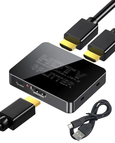 HDMI Splitter 1 in 2 Out 4K, Support 3D 1080P 2 Way Adapter 30Hz | HDMI Splitter for Dual Monitors, Dual 2 Port for MacBook Xbox Blu-Ray DVD Fire Stick PC Desktop