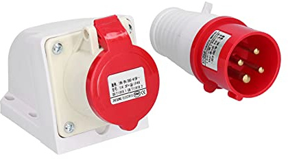3 Phase 4 Pin Industrial Plug Coupler, Industrial Plug Connector Surface Mount Socket Set 380V 415V 16A 3P+E for Various Indoor and Outdoor Applications