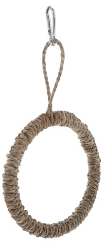 Toyvian Columpio de Anillo para Pájaros de Hierba Khaki, Perchero Cómodo y Resistente para Loros, Accesorio Decorativo para Jaula de Pájaros y Lugar de Descanso