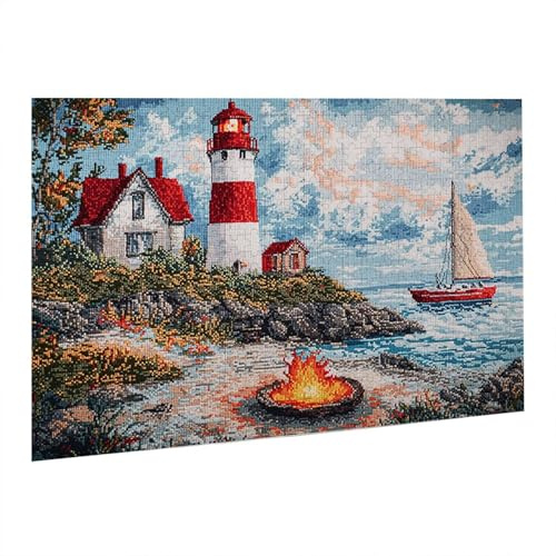 Leuchtturm Puzzle 1000 Teile, 3D Puzzle Erwachsene, EIN Herausforderndes Rätsel, Puzzlespiele für Die Ganze Familie, Geschenke für Männer, Weihnachtspuzzle Home Dekoration Thema: Leuchtturm fr0-901