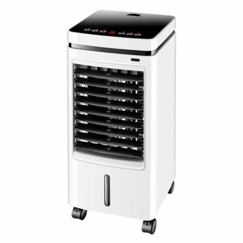 HSSTYLE Enfriador de Aire portátil, Enfriador evaporativo de 4 L con depósito de Agua y Paquetes de Hielo, Ventilador Enfriador por Agua para Dormitorio, con Mando a Distancia