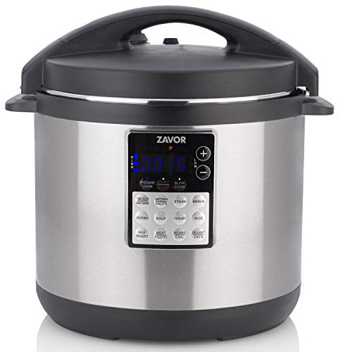 Zavor LUX Edge, 8 Quart Programmable Electric Multi-Cooker: Pressure Cooker, Slow Cooker, Rice Cooker, Yogurt Maker, Steamer and more - Stainless Steel (ZSELE03)