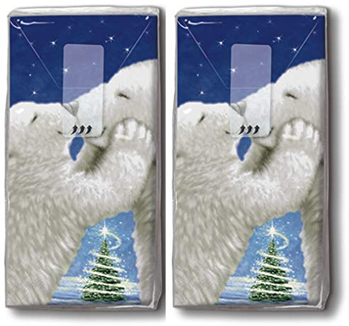20 Taschentücher (2x 10) Taschentücher Kuschlige Eisbären/Tiere / Winter/Weihnachten