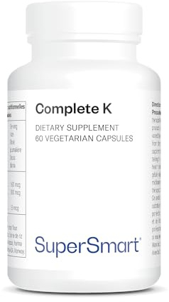 Supersmart - Complete K - with K1, K2 (MK4 + MK7) - Full Spectrum Vitamin K Supplement | Non-GMO & Gluten Free - 60 Vegetarian Capsules