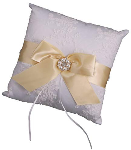 Tenlacum Ringkissen / Ringkissen, Vintage-Stil, mit Perlen, 20 x 20 cm, goldfarben