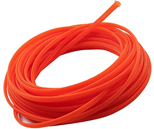 Othmro 1 Stück Dehnbare Geflechtschlauch 4mm Flachbreite Geflochtene Kabelhülse Orange