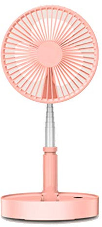 SHMB Telescopic folding fan, table top + floor + easy storage, USB charging, creative desktop outdoor floor fan gift, white/pink