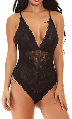 Bslingerie Damunderkläder bodys teddy underkläder nattkläder kil öppen, svart, M