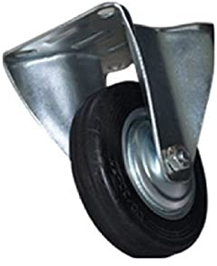 Rueda fija con soporte rueda con 10 cm de diámetro y 2 cm de ancho fabricada con goma y hierro