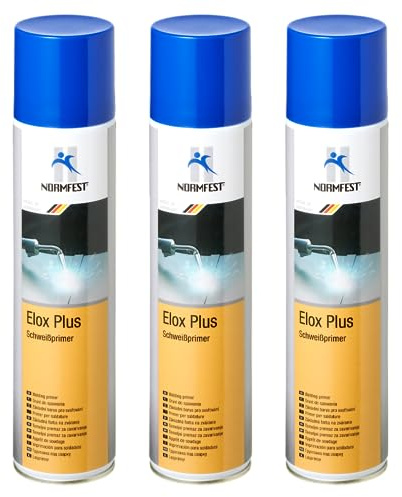 Normfest Elox Plus Schweißprimer – Zinkschutz für Schweißarbeiten, über 90 % Zinkanteil, leitfähig, schnelltrocknend, temperaturbeständig bis 500 °C, korrosionshemmend für Metallflächen, 3x 400 ml