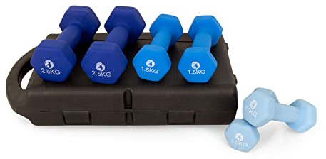 AFH Gymnastik Hanteln | 10 kg Set im Koffer | Neopren | Muskelaufbau | Training | Hanteltraining