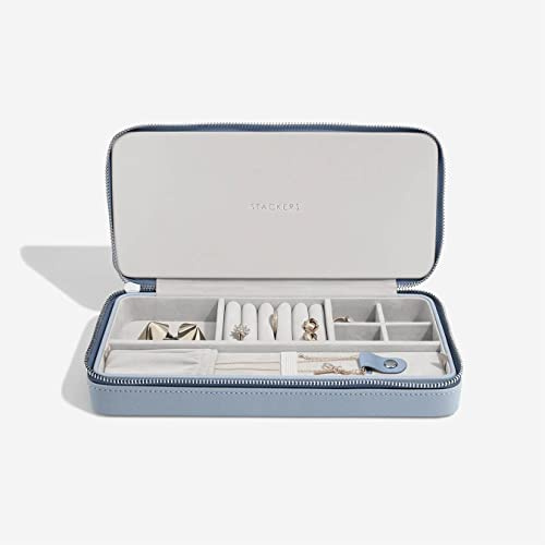 Stackers Dusky BLue Sleek Necklace Travel Jewellery Box