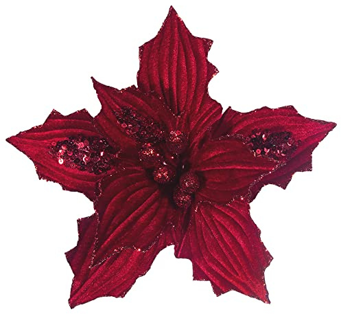 KI Store 22.5 cm große Weihnachtssterne 6 Stück künstliche Blumen samt für Kränze Dekorationen für Weihnachtsbäume